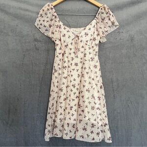 See You Monday Mini Dress Light Airy Feminine Floral Sheer Sleeves Small
